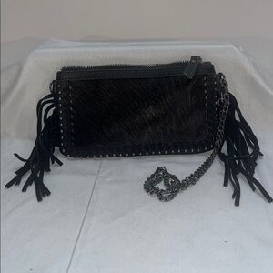 Black Fringe Chain Clutch